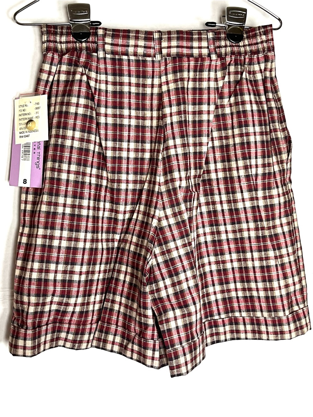 Fundamental Things Women's Burgundy Plaid Button Front Vest and  Shorts - Picture 5 of 12